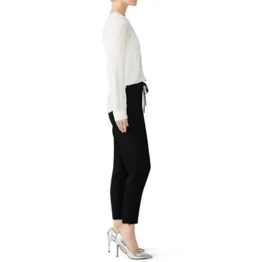 Cinq a Sept Adalie High Rise Drawstring Waist Zipped Cuffs Black Pants Medium - Picture 2 of 11